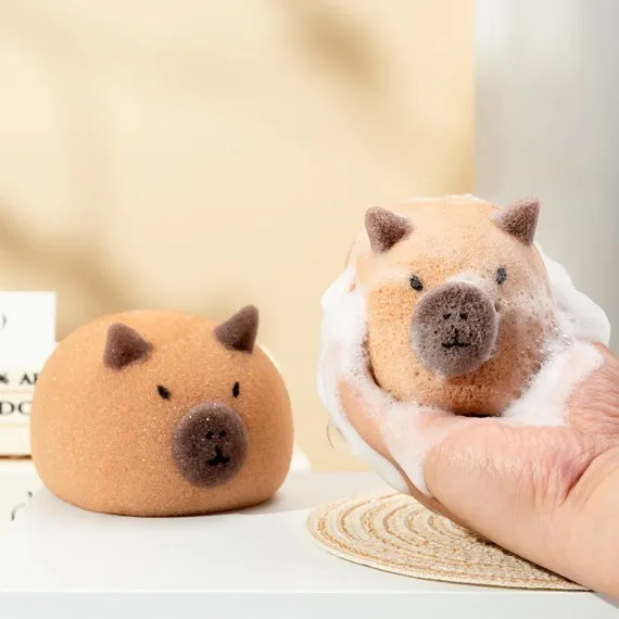 Cute Super Soft Bath Sponge Ball – Gentle Exfoliating Shower Sponge for Face & Body, Rich Lathering Bathing Scrubber for Kids & Adults, Durable Non-Shedding Design